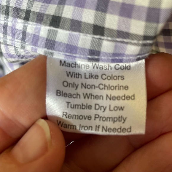 EUC Men's Joseph Abboud XXL short sleeve button down purple/gray checks Like new - Picture 7 of 9